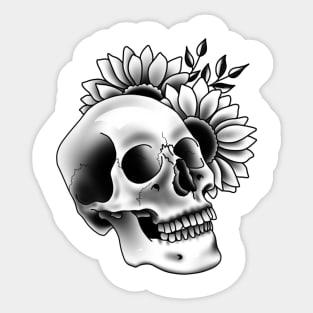 Skull and sunflowers Sticker